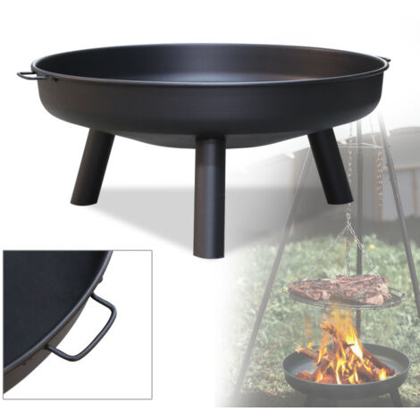 SWANEW Braciere con manici Stufa per caminetto 80 cm Accogliente fuoco da giardino all'aperto