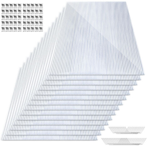 SWANEW Confezione da 14 lastre di policarbonato 10,25m² 4mm 50x Garden Shed Glazing Clips Tipo W Lastra a doppia parete (1/5)