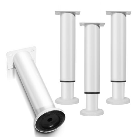 SWANEW 4pcs Mobili Piedi Regolabili Metallo 12-18cm Piede Regolabile Bianco (1/5)
