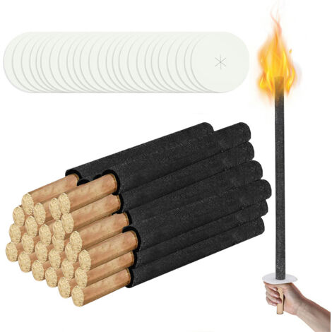 SWANEW Torce Torcia di cera con manico lungo Protezione della mano Torce da giardino Set 25 pezzi Tempo di combustione 45 min
