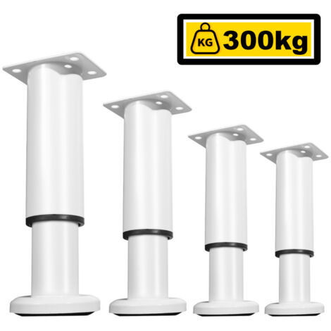 SWANEW 4X Piedini per mobili 12-18cm estensibili (bianco) Piedi del plinto Gamba di supporto Gamba del mobile Piedini del plinto per hotel regolabili Piedi