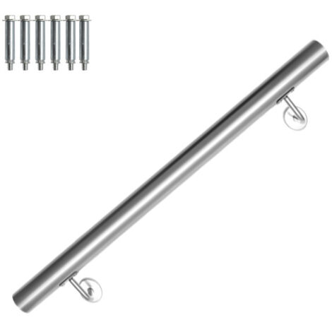 Corrimano in acciaio inox V2A supporto per traversino a parete corrimano per scale maniglia Ø 42 mmcon 2 staffe, interno ed esterno, 80cm