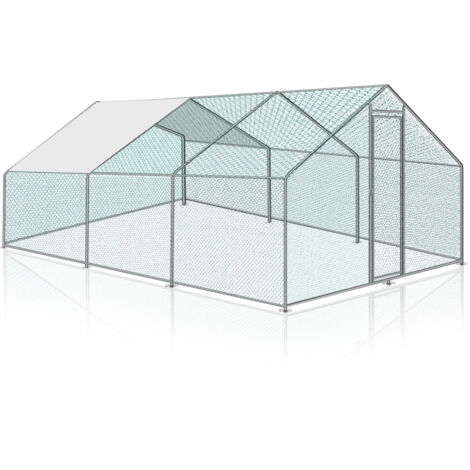 SWANEW Recinzione per pollaio Acciaio zincato con recinzione in rete con serratura Area coperta Pollaio per piccoli animali 3 x 6 x 2 m 18 m²