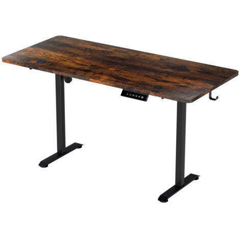 SWANEW Scrivania elettrica regolabile in altezza 140x60cm Scrivania ergonomica motorizzata, con Memory Control, altezza regolabile, Vintage Brown (1/5)