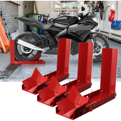 SWANEW Cavalletto per moto 3 basculante per rimorchio moto regolabile aiuto al carico cavalletto per moto morsetto per ruota anteriore con 9 fori per bulloni di ancoraggio (3 pezzo) (1/5)