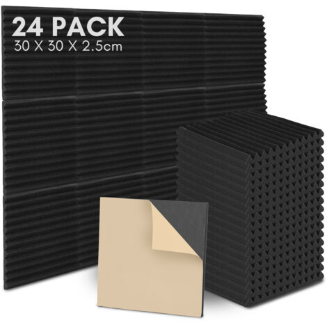 SWANEW Pannelli acustici in schiuma acustica, set di 24, 30x30x2. 5cm, Pannelli fonoassorbenti a parete con scanalatura triangolare, pannelli acustici, tappetini in schiuma acustica per pareti di stud (1/5)