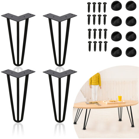 SWANEW Set di 4 gambe a forcina gambe a forcina telaio del tavolo tavolo corridori gambe tavolo da pranzo Harpins gamba del tavolo 3 puntoni nero - 20 cm (1/4)
