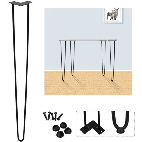 SWANEW Set di 4 gambe a forcella Telaio del tavolo Corridori del tavolo Gambe Tavolo da pranzo Gamba del tavolo Harpins 2 montanti Nero - 72 cm (1/4)
