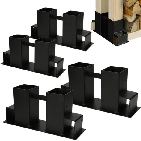 SWANEW Supporto per accatastare la legna da ardere Nero 4x (1/5)