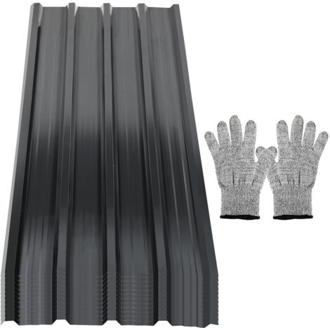 SWANEW Lastra di copertura l.1,28m x L.0,46 m, ep.0.25 mm Antracite Lamiera d'acciaio per trogoli Superficie coperta : 7㎡ (12pz)