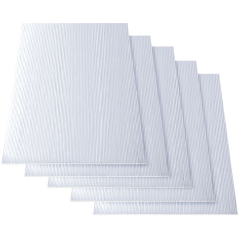 SWANEW Set di 5 lastre in policarbonato a doppia parete, spessore 8 mm, 121x60,5 cm, resistente ai raggi UV, trasparente (1/5)