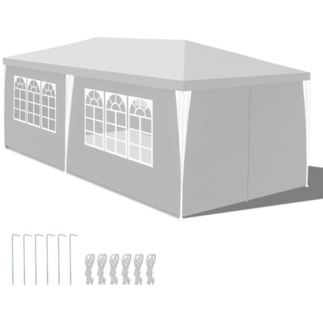 SWANEW Tendone o pergolato Tenda per feste con pannelli laterali rimovibili Grandi finestre Tenda per feste Campeggio Bianco 3x6m (1/5)