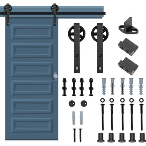 Randaco Sistema di porte scorrevoli Sistema di porte scorrevoli Kit di montaggio per porte scorrevoli in legno-Riesenrad-183cm