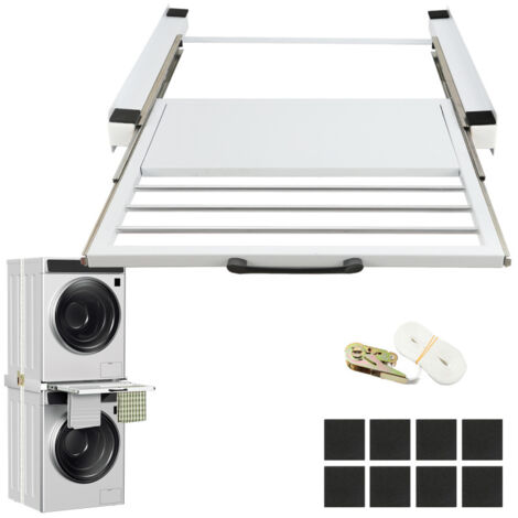 SWANEW Kit di sovrapposizione con porta-asciugamani, telaio di collegamento per lavatrice/asciugatrice, bianco (1/5)