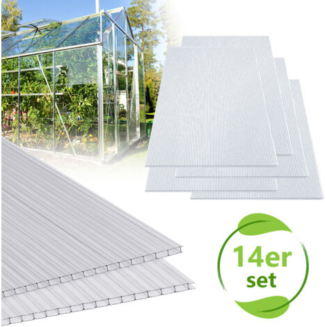 SWANEW 14 Lastra in policarbonato alveolare 4 mm. Lastre in policarbonato alveolare 10.25 m². Lastre in policarbonato alveolare a doppia pelle resistenti ai raggi UV Pannello per serre. 60.5 x 121 cm