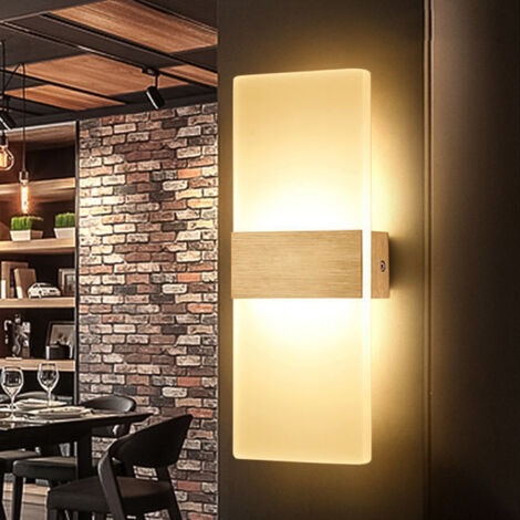 SWANEW Lampada da parete moderna a LED per interni Alluminio Acrilico Up Down Illuminazione Decorazione Luce quadrata Bianco caldo 12W (1/5)