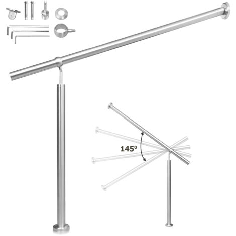SWANEW Ringhiera d'ingresso in acciaio inox 160 cm ringhiera per interni ed esterni corrimano da parete montaggio laterale angolo regolabile
