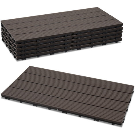 SWANEW Lastra per terrazza Piastrelle in legno per giardino, Piastrelle per terrazza 30x60 cm, Impermeabile, Sistema Café Click 12 pezzi