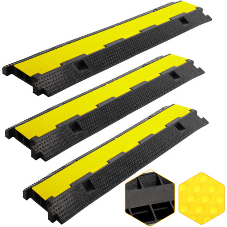 SWANEW 3 pezzi ponte cavi rampa drive-over 2 canali protezione pavimento canale tubo gomma ponte (1/5)