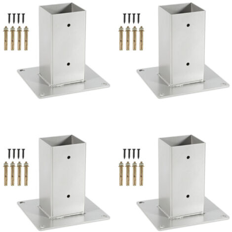SWANEW 4x Manicotto a vite Bullone quadrato quadrato Pali per recinzione Base per pali pergola 70x70mm
