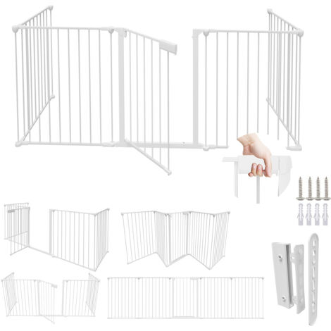 SWANEW Cancelletto di sicurezza per neonati. bambini e animali domestici Schermo per caminetto. 300x75cm con 5 pannelli. bianco