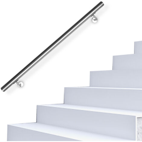 SWANEW Corrimano in acciaio inox V2A per scale - Supporto a parete, scelta 140 cm (1/5)
