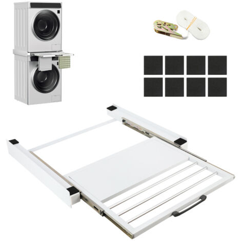 SWANEW Kit di sovrapposizione con porta-asciugamani, telaio di collegamento per lavatrice/asciugatrice, bianco (1/5)