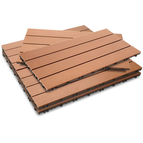 SWANEW Piastrelle per terrazza Piastrelle in legno a incastro 6 pezzi Piastrelle di rivestimento 60 x 30 per terrazza da giardino, Marrone