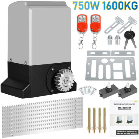 SWANEW Apriporta scorrevole 750W, 1600kg, kit apriporta di sicurezza con 2 chiavi e telecomando, cancello scorrevole elettrico