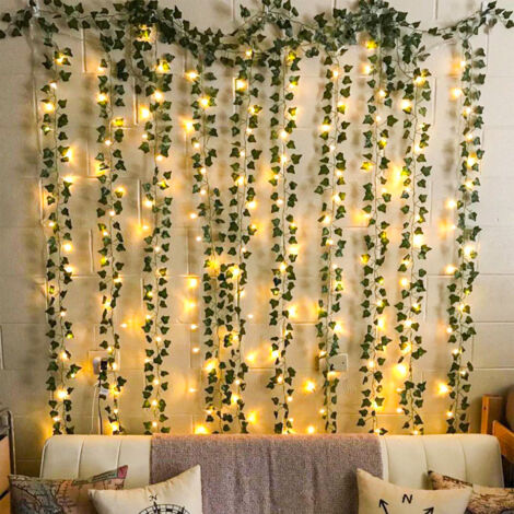 VFANDV Edera Finta Pianta Artificiale Rampicante Ghirlanda, 12 Pezzi Ghirlande di Edera Artificiale, Foglie Finte per Decorazioni, Patio, Altalena, Matrimonio, Ufficio, Festa, Decorazione di Natale