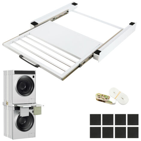 SWANEW Kit di sovrapposizione con porta-asciugamani, telaio di collegamento per lavatrice/asciugatrice, bianco (1/5)