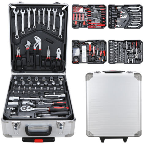 SWANEW Valigia portautensili 1031 pezzi cassetta degli attrezzi in alluminio cassetta degli attrezzi piena set borsa degli attrezzi con serratura trolley portautensili 4 livelli trolley...