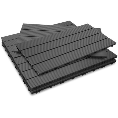SWANEW Piastrelle per terrazza Piastrelle in legno a incastro 6 pezzi Piastrelle di rivestimento 60 x 30 per terrazza da giardino, antracite