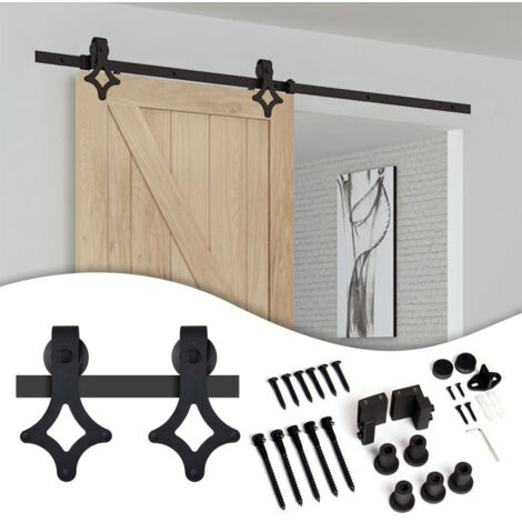 SWANEW Sistema di porte scorrevoli Set di accessori per binari a pavimento in legno Binario per porte a rulli in vetro 150kg Pfeil 200cm (1/5)