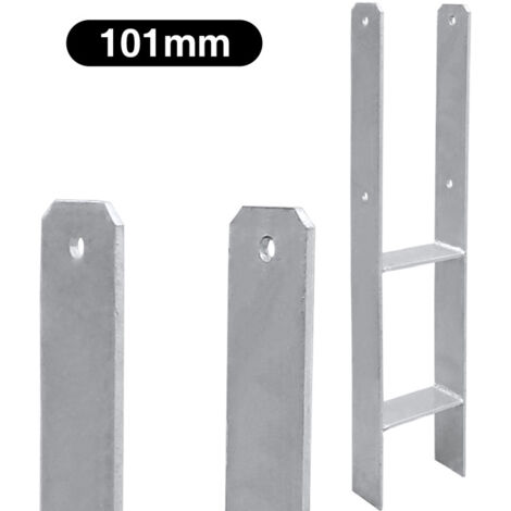 Randaco Ancora a H per ancoraggi - Ancoraggio a terra Resistente per Garage - Boccola a terra altezza 600 mm - Supporto per piede del palo 101 mm - 2 pezzi