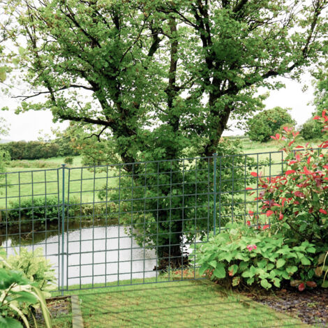 Randaco Recinzione Da Giardino 3,75m - Set 5 Pannelli Con Arco Superiore, 6 Aste - Protezione Per Stagni E Aiuole, Metallica Verde, Resistente Al Gel