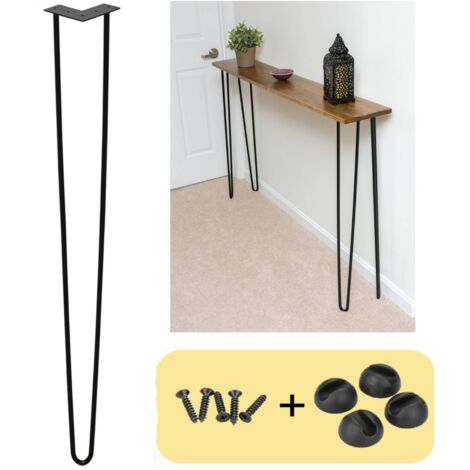 SWANEW Set di 4 gambe a forcella Telaio del tavolo Corridori del tavolo Gambe Tavolo da pranzo Gamba del tavolo Harpins 2 montanti Nero - 72 cm (1/4)