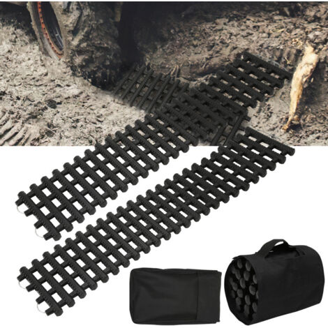SWANEW 2X tavole di trazione (100 CM) con materiale TPR, tavole di recupero per veicoli fuoristrada/autovetture/pickup/SUV/motorhome, coppia di tappetini di trazione per pneumatici, borse di stoccaggi
