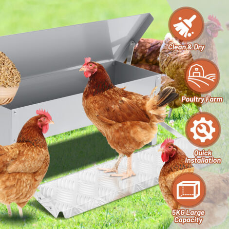 4x Mangiatoia Automatica Per Polli 5KG - Distributore In Acciaio Zincato Con Pedale Di Apertura Automatica E Coperchio Impermeabile Per Pollame 94099720 4x Mangiatoia Automatica Per Polli 5KG - Distributore In Acciaio Zincato Con Pedale Di Apertura Automatica E Coperchio Impermeabile Per Pollame 94099720