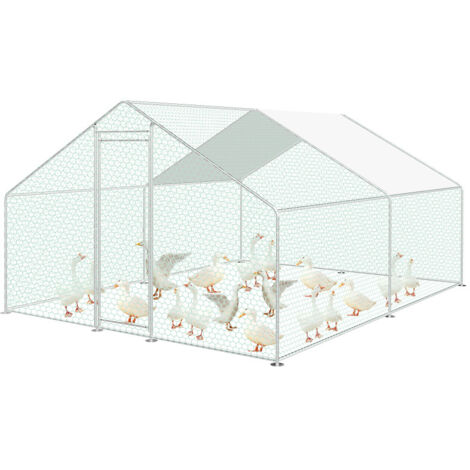 Randaco Casetta del pollo 3x4x2 m recinzione XXL recinzione in acciaio zincato bloccabile piccolo animale gabbia del pollo (1/5)