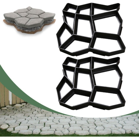 SWANEW Set di 2 stampi per calcestruzzo. stampi per pietra da calpestio per giardino. 43x43x4cm. plastica. per la paesaggistica (1/5)