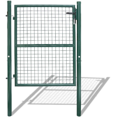 SWANEW Cancello da giardino in acciaio zincato, recinzione Con serratura e 3 chiavi Cancello da giardino 150100CM Vert