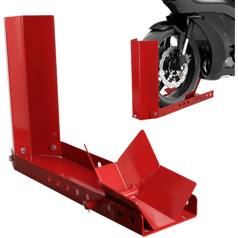 SWANEW Cavalletto per moto 1 basculante per rimorchio moto regolabile aiuto al carico cavalletto per moto morsetto per ruota anteriore con 3 fori per bulloni di ancoraggio (1 pezzo) (1/5)