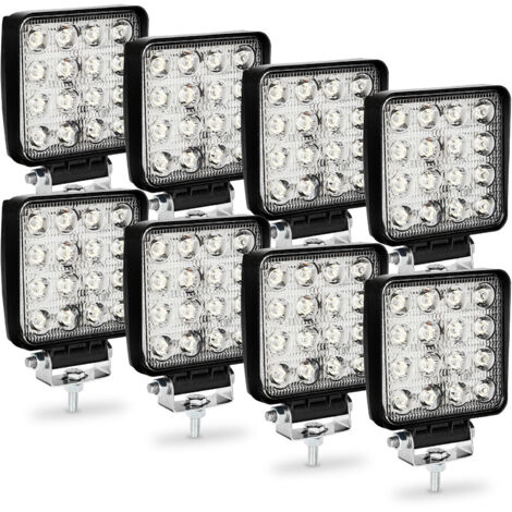 Randaco Faro da Lavoro 8 X 48W Piazza Fari Led 12V 24V Fari di Profondità Impermeabile IP67 Luci di Lavoro Fuoristrada per Moto Auto ATV SUV Trattore 6500K