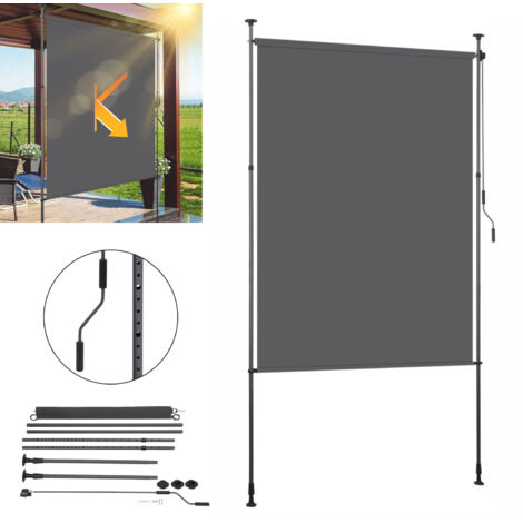 SWANEW Estor vertical Estor enrollable de exterior Protección anti-UV Estor de exterior con barras telescópicas sin taladrar 120 x 270 cm Antracita (1/5)