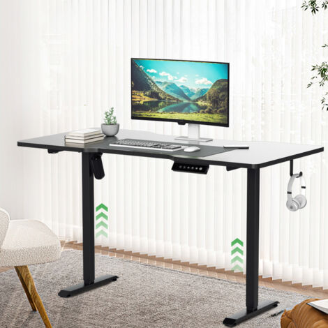 SWANEW Scrivania elettrica regolabile in altezza 140x60cm Scrivania ergonomica motorizzata, con Memory Control, altezza regolabile, nero (1/5)
