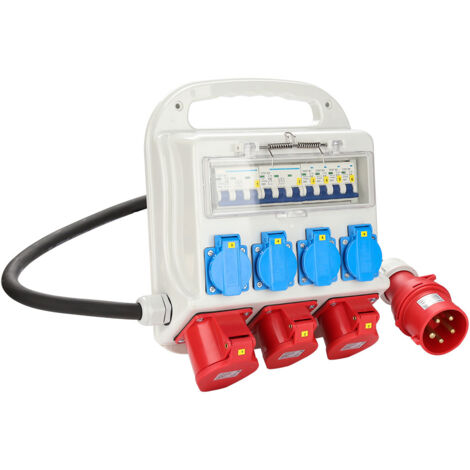 SWANEW Distributore CEE Stazione elettrica 2 x CEE 16A 400V + 1 x CEE 32A 400V + 4 x 230V 5 pin IP44 Con cavo Per cantiere
