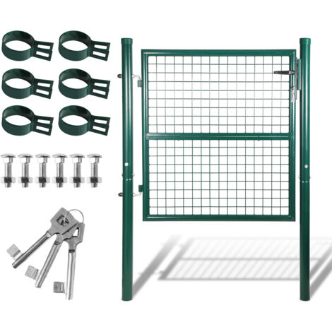 SWANEW Cancello da giardino in acciaio zincato, recinzione Con serratura e 3 chiavi Cancello da giardino 100100CM Vert