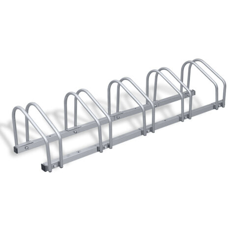 Randaco Porti di biciclette per 5 biciclette per pavimenti e murali in acciaio zincato 130 x 32 x 26 cm (1/5)