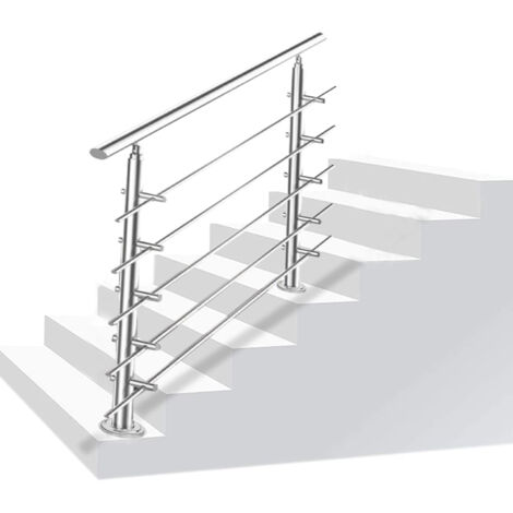 SWANEW Randonaggio in acciaio inossidabile ringhiera per scale di parapetto del balcone con/senza un montante trasversale per costruire un facile 80 cm. 5 montanti a croce